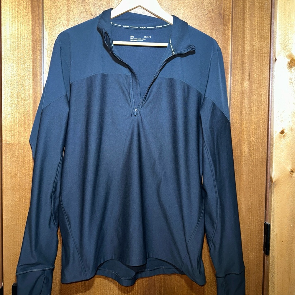 Under Armour HeatGear‎ 1/4 Zip Men's Large Black Long Sleeve Athletic Top